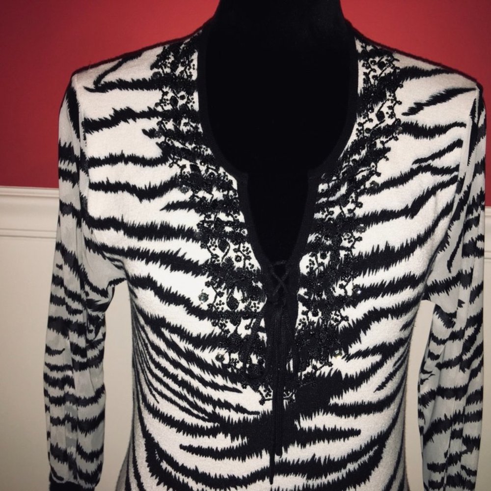 Gorgeous Fitted Venini Zebra Knit Top